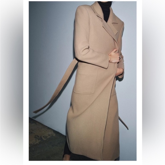 ZARA WOOL BLEND BELTED COAT - Picture 8 of 13